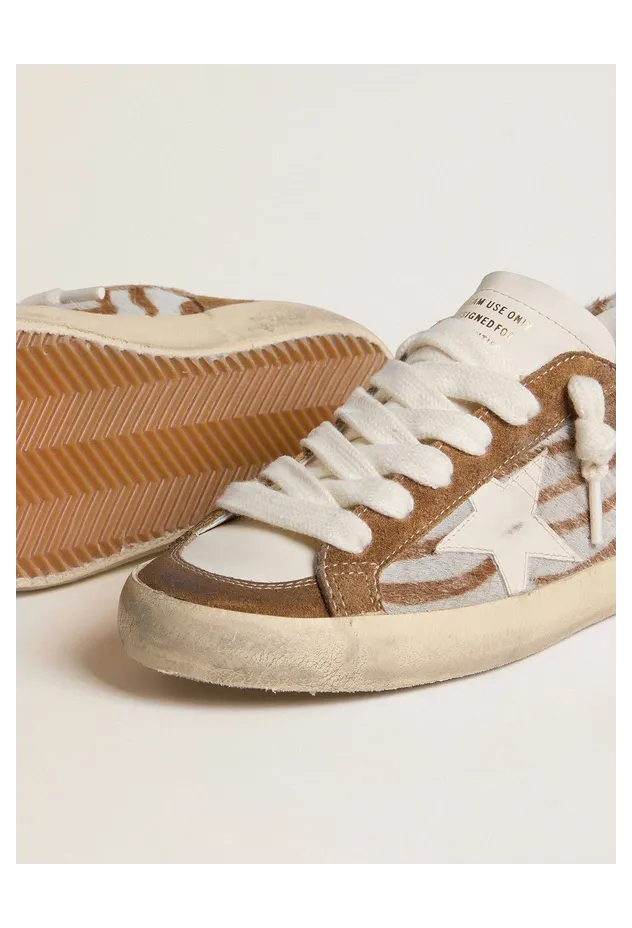 Golden Goose Super-Star In Zebra-Print Pony Skin With Leather Star And Brown Suede Inserts (GWF01021.F007965.15400) (3)