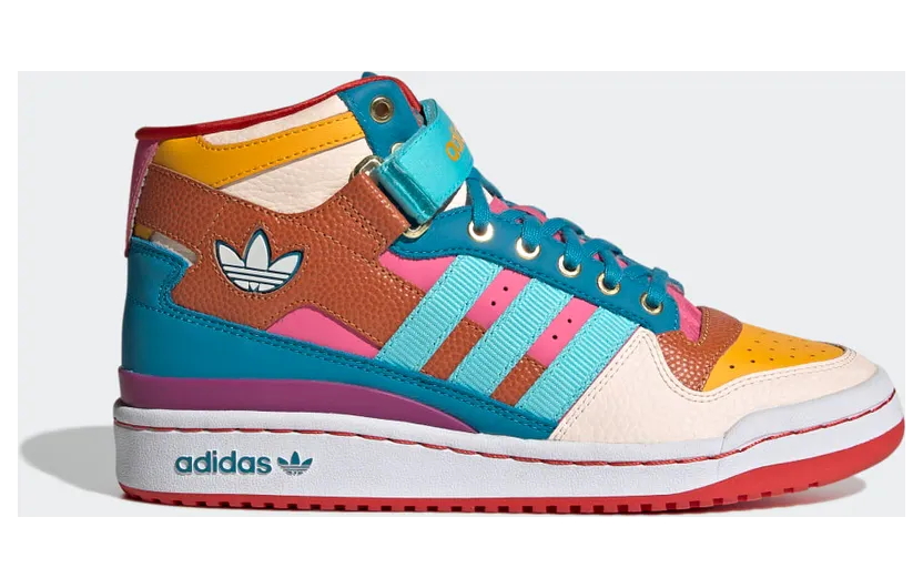 adidas Forum Mid Schuh Team Colleg Gold / Pulse Aqua / Pink Tint (GV7673)