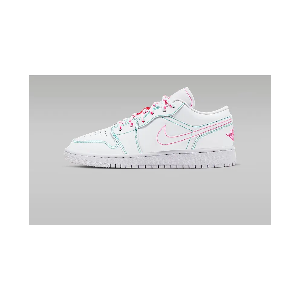 Air Jordan 1 Low White Green Pink (GS) (554723-101)
