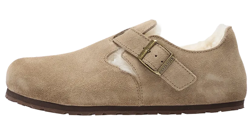 Birkenstock London Shearling Suede Leather “Taupe – Narrow Fit” (1028470)