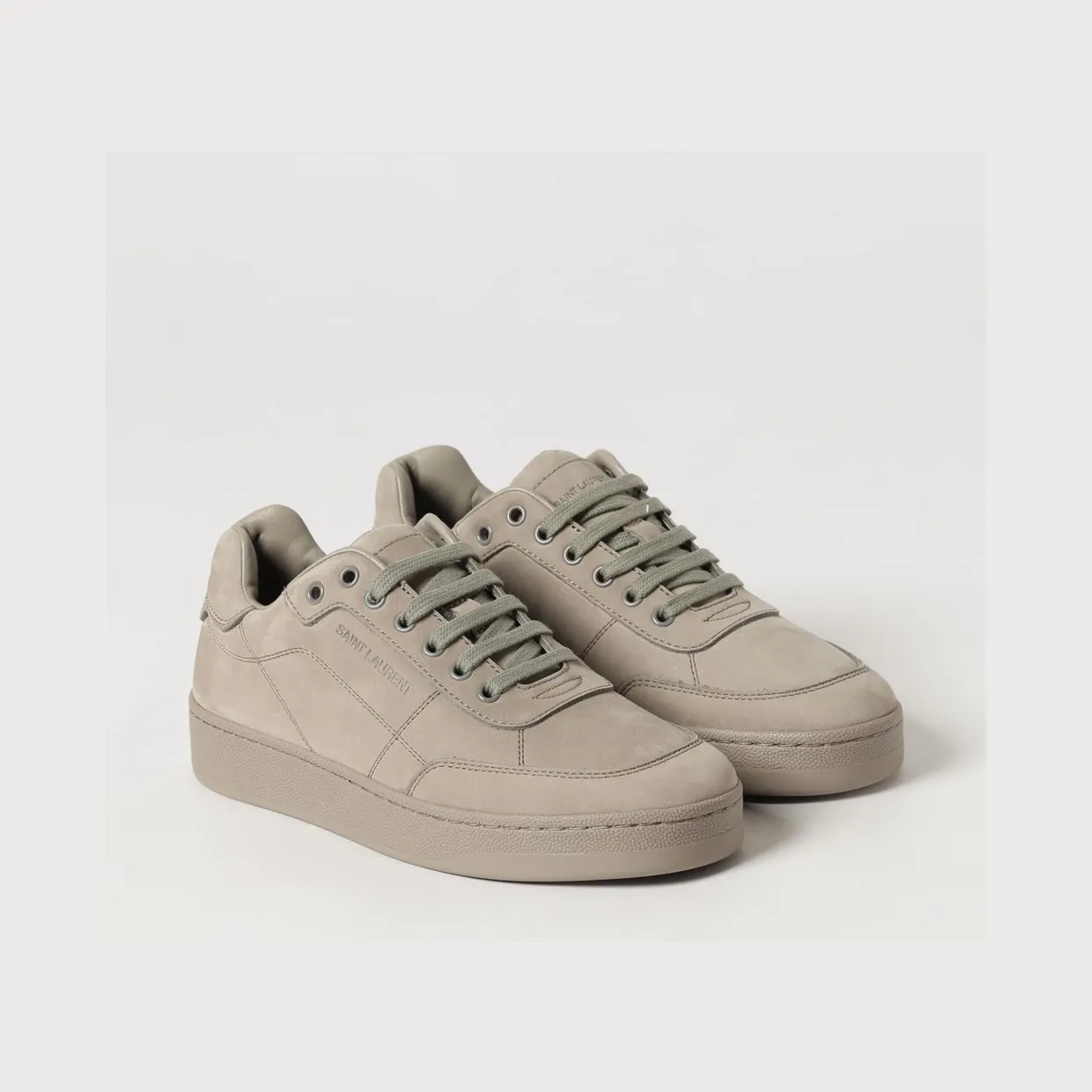 Saint laurent SL/61 Low-Top Sneakers in Nubuck Leather with Embossed Logo Grey (861491AAGZ51216)