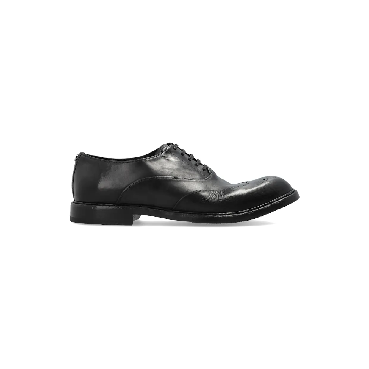 Dolce & Gabbana Woven Fabric Derby Shoes Black Vintage Effect (A20206 A0096 80999)