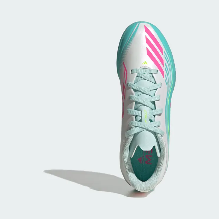 adidas F50 Messi League Turf Football Shoes Kids “Cloud White / Lucid Pink / Flash Aqua” (JQ0944)