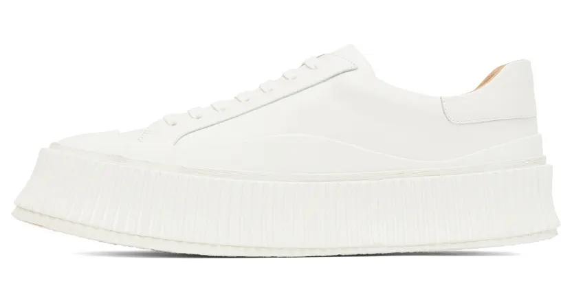 Jil Sander White Leather Platform Sneakers (JI32535A_15621) (3)