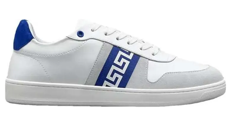Versace Leather Low Top Sneaker White Grey Blue (1011938 1A08931 2W870)