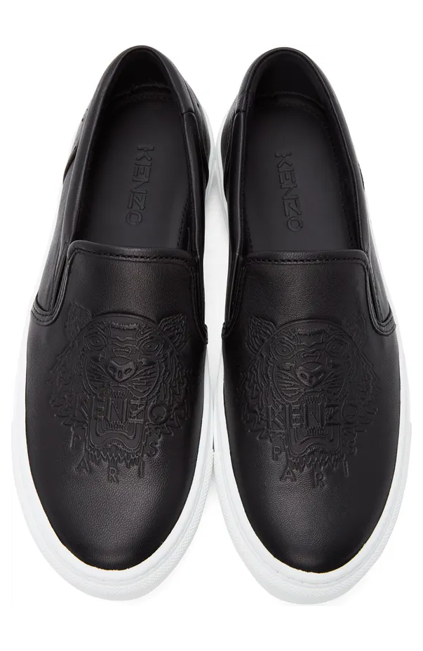Kenzo Black K-Skate Leather Slip-On Sneakers (FB55SN100L73) (5)
