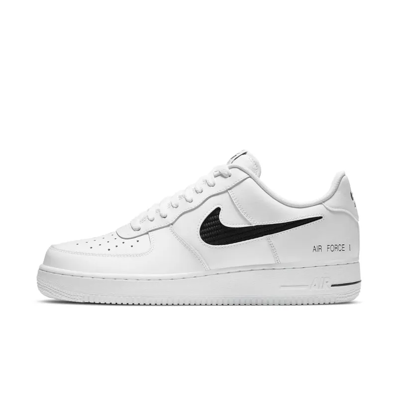 Nike Air Force 1 Low Cut Out Swoosh White Black White/Black-White (CZ7377-100)