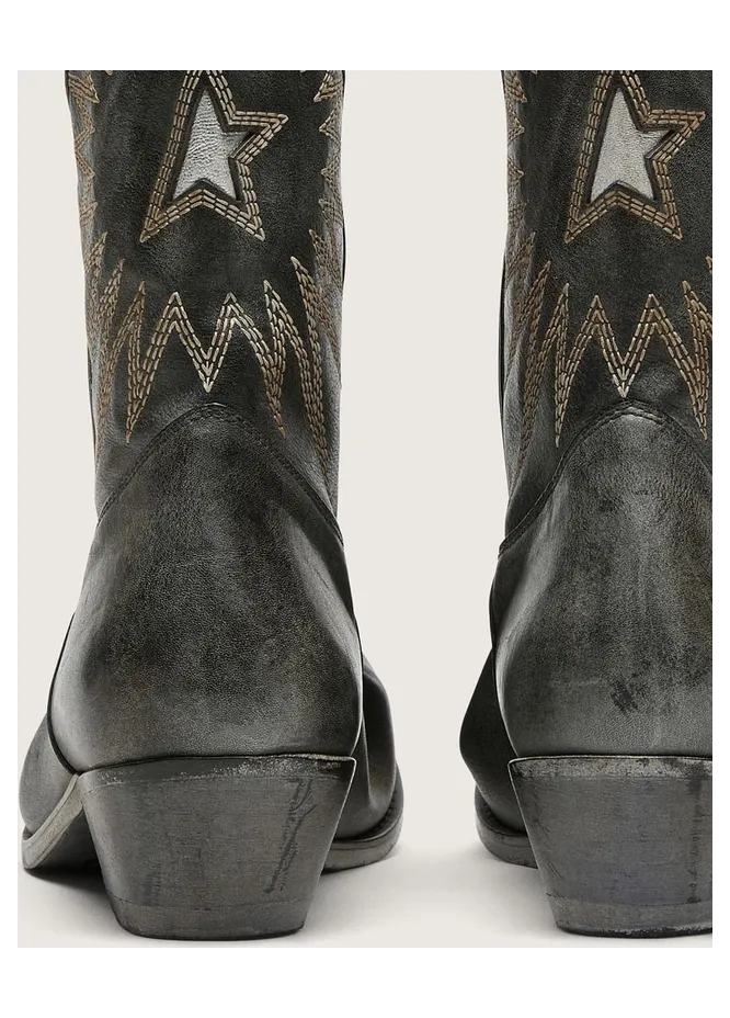 Golden Goose Low Wish Star Boots In Black Leather With Silver Star (GMF00136.F004885.90402) (6)