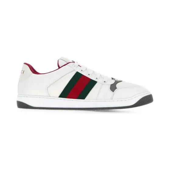 Gucci Screener leren met Web-streep “White” (A00147FAGAU)