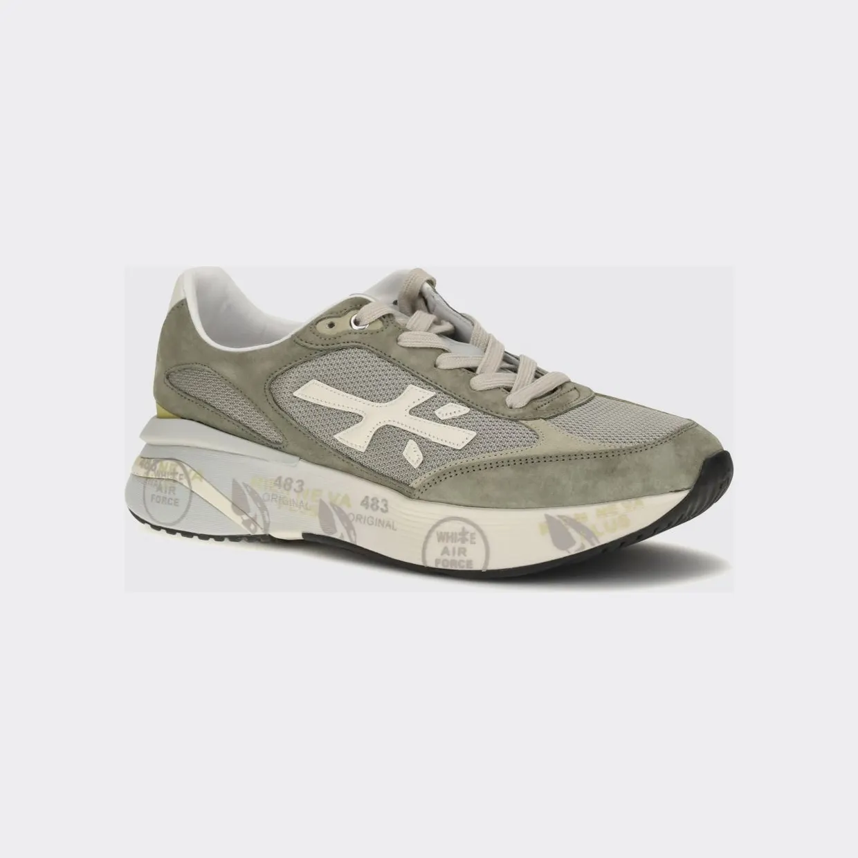 Premiata Moerund Suede and Nylon Sneakers Olive (MOERUN8300)
