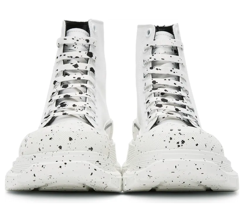 Alexander McQueen White Paint Tread Slick High Sneakers (682413W4MVI) (2)