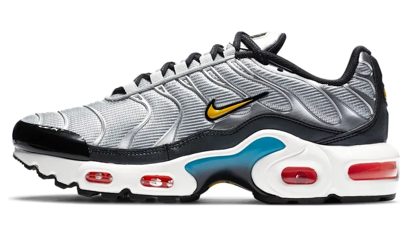 Nike Air Max Plus GS ‘Sky ‘ Metallic Silver/Hyper Crimson/Blue Fury/Speed Yellow (CW6010-001)