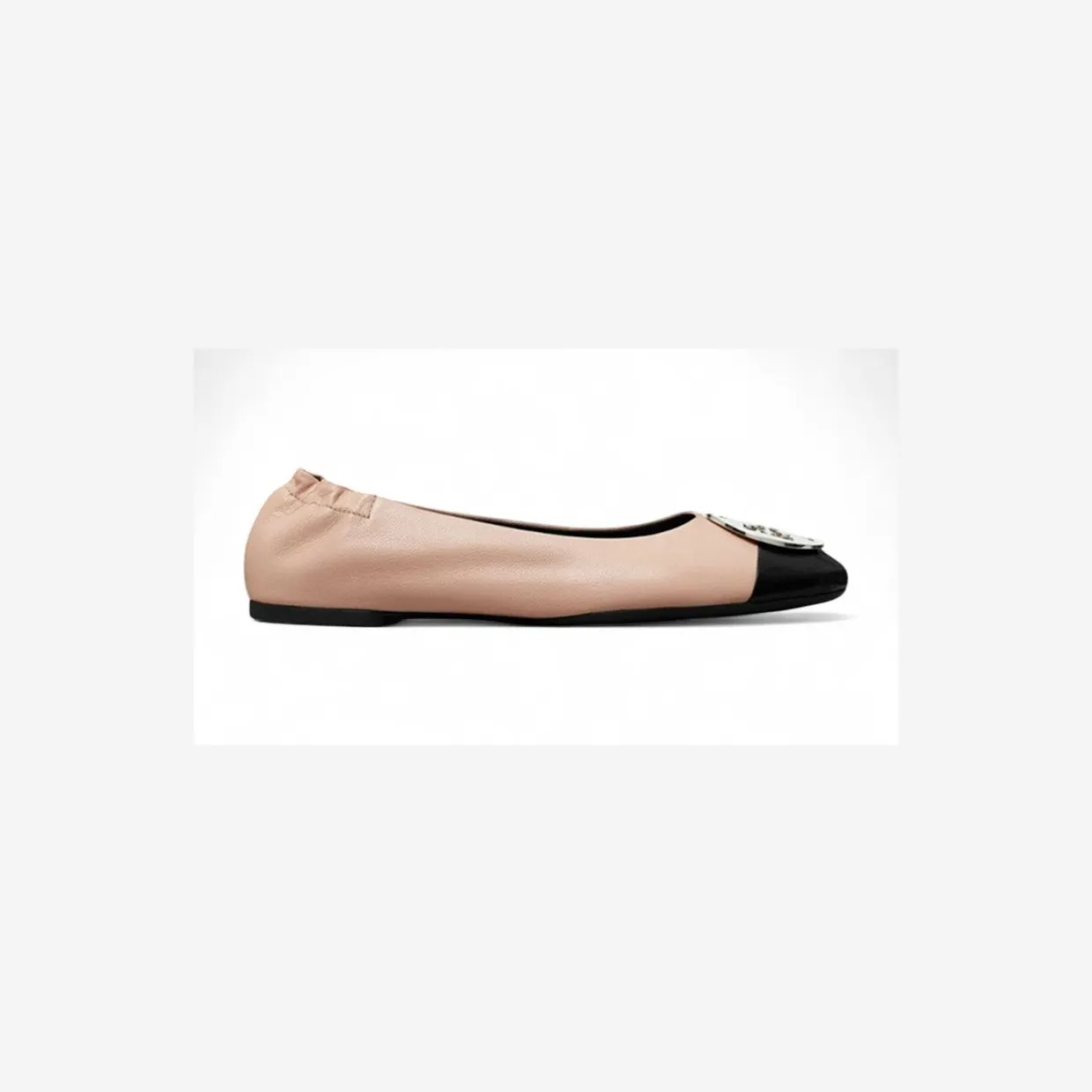 Tory Burch Claire Cap Toe Ballet Rose Silk Perfect Black (158957-650)
