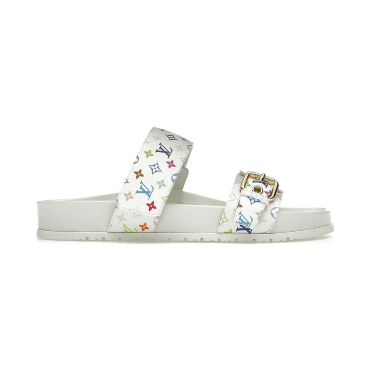 Louis Vuitton Bom Dia Flat Comfort Mule Takashi Murakami White (1AGXU3)