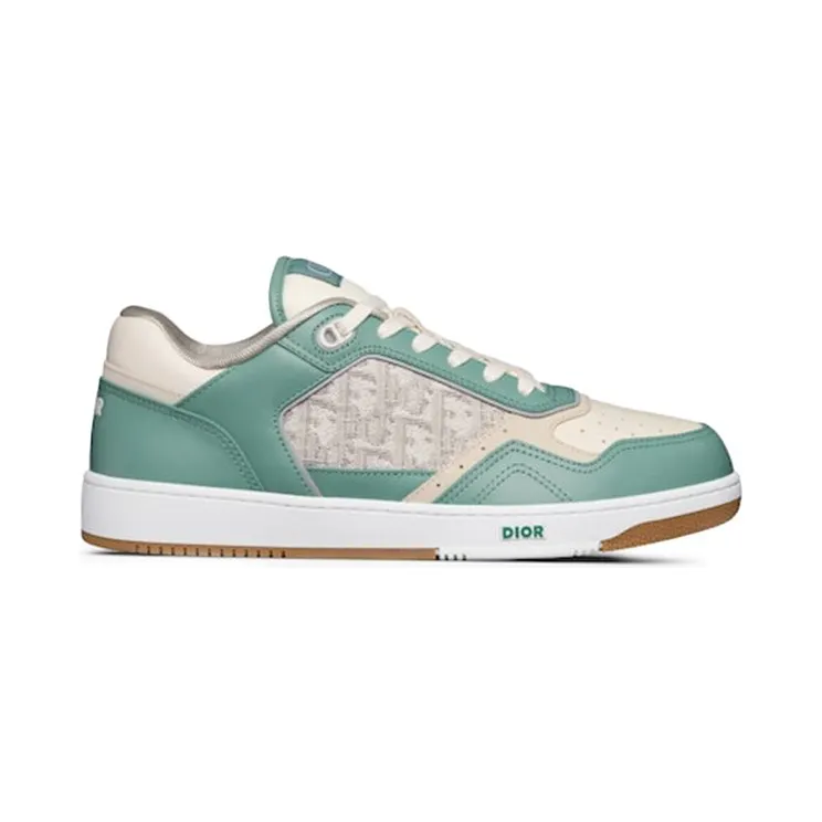 Dior B27 Low Turquoise and Cream Smooth Calfskin and Cream Dior Oblique Jacquard Canvas (3SN272ZIR_H066)