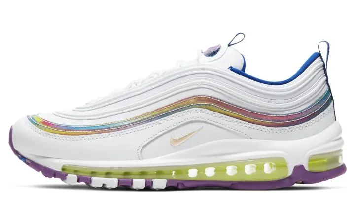 Nike Air Max 97 SE ‘White Iridescent Stripes’ White/Purple Nebula/Hyper Blue/Washed Coral (CW2456-100)