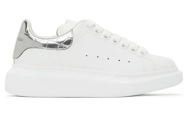 Alexander McQueen White and Silver Croc Oversized Sneakers (553770WHYBQ)