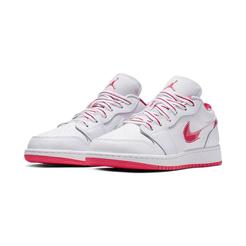 Jordan 1 Low Topaz Mist (GS) White/Ember Glow-Topaz Mist-University Red (554723-104)