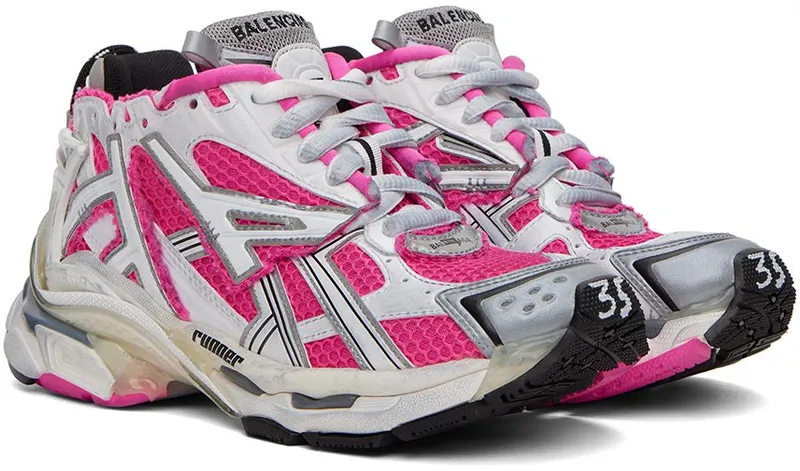 Balenciaga Pink & White Runner Low-Top 9155 W/Fluo Pink/Gre (677402 W3RBN)