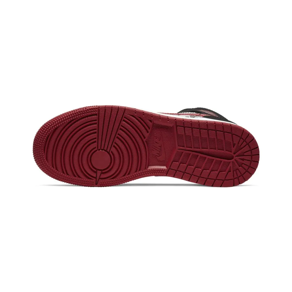 Jordan 1 Mid Newspaper Air Times (GS) Black/Gym Red-White (BQ6931-061)