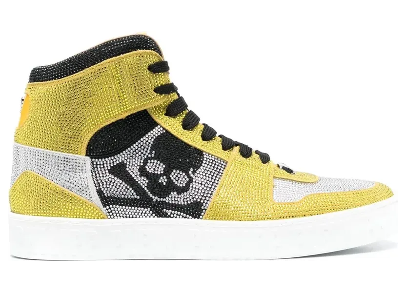 Philipp Plein Notorious high-top met kristallen “Yellow” (AABSUSC0144PLE010N)