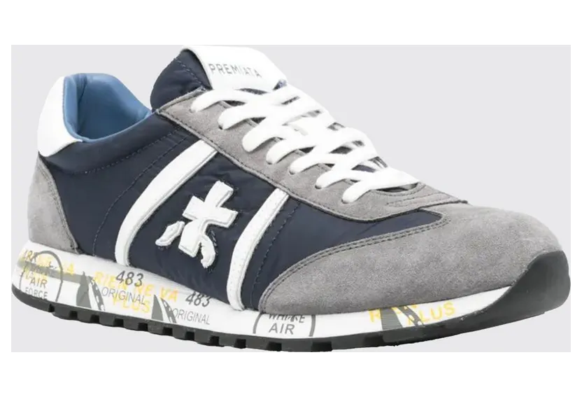 Premiata Lucy Cotton Twill and Nylon Sneakers Blue (LUCY7089)