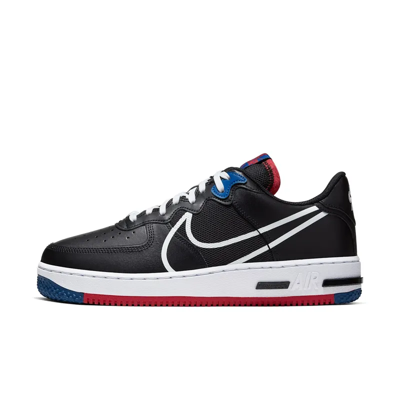 Nike Air Force 1 Low React Black White Gym Red Gym Blue Black/Gym Red-Gym Blue-White (CT1020-001)