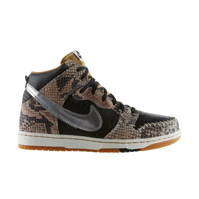Nike Dunk High CMFT Snakeskin Black/Metallic Silver-Sail (716714-001)