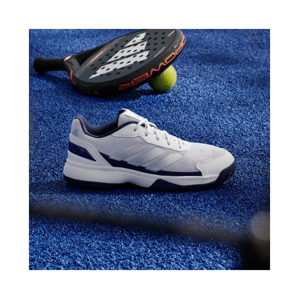 Adidas Crazyquick Kids Padel Cloud White / Silver Metallic / Dark Blue (JQ9273)