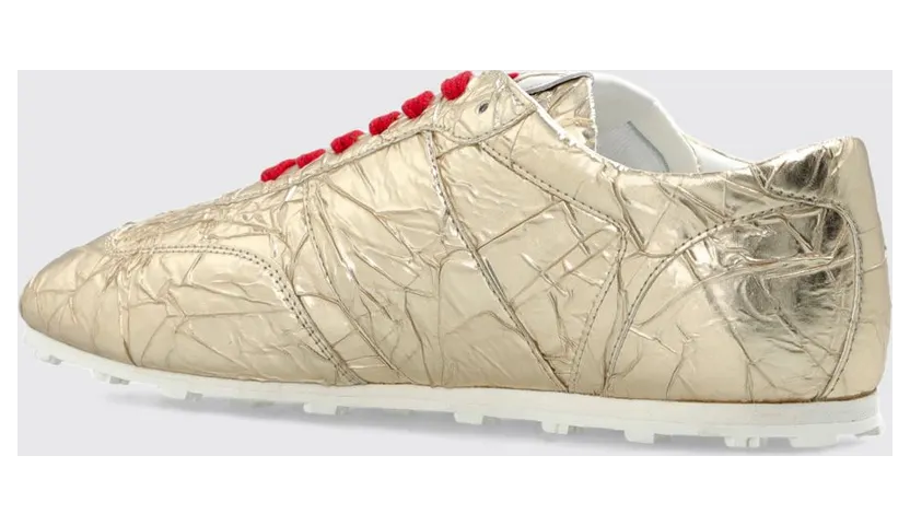 Marni Crackled Leather Low Top Sneakers with Notched Sole Silver (SNZW021100P254000N20) (2)