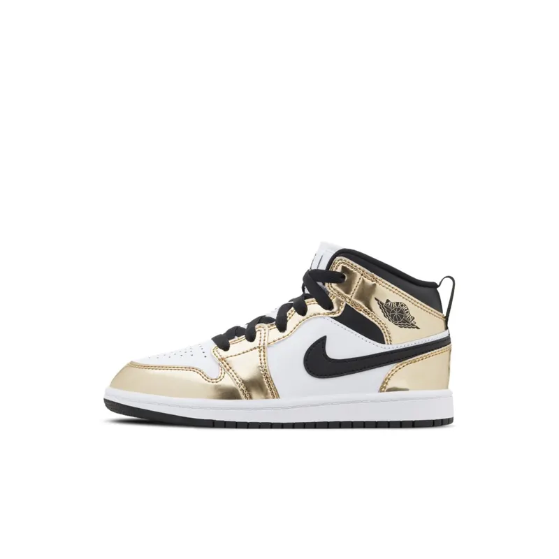 Jordan 1 Mid Metallic Gold Black White (PS) Metallic Gold/Black-White-Black (DC1422-700)