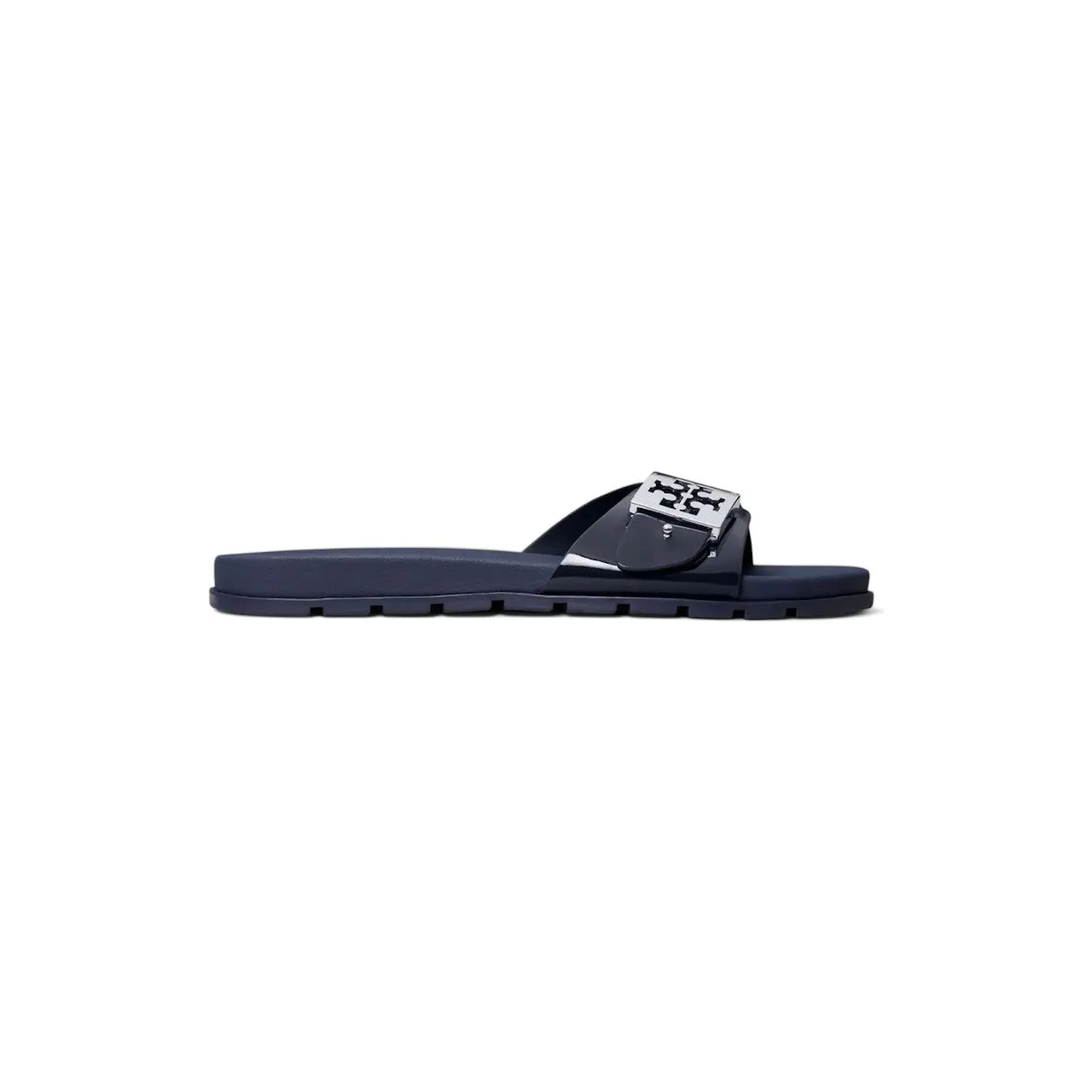 Tory Burch Buckle Slide New Navy Silver (157872-400)