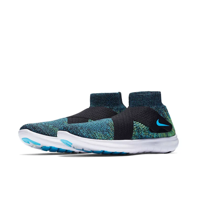 Nike Free RN Motion Flyknit 2017 Multi-Color Black/Chlorine Blue-Volt-White (880845-004)