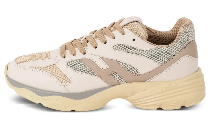 Hogan Mesh sneakers met logo – Beige (HXM6650)