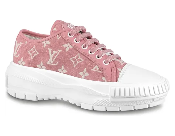 Louis Vuitton Squad Low Monogram Denim Rose Clair Pink White (W) (1A9S0M)