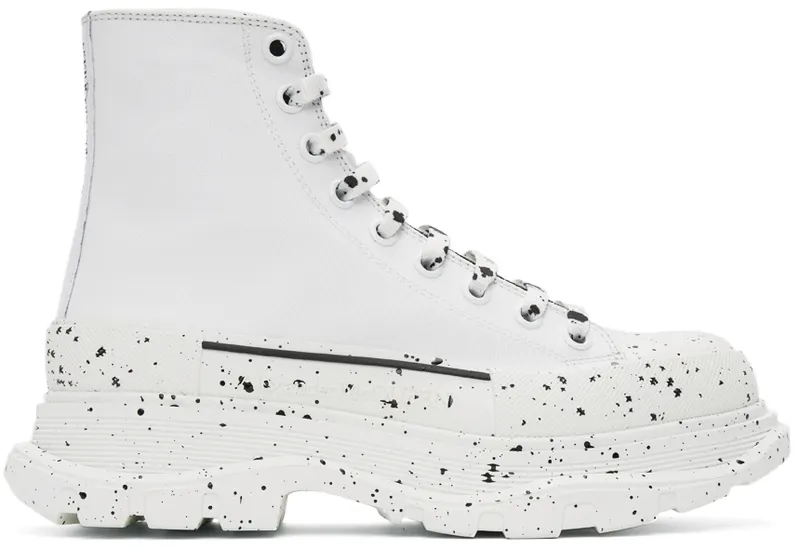 Alexander McQueen White Paint Tread Slick High (682413W4MVI)