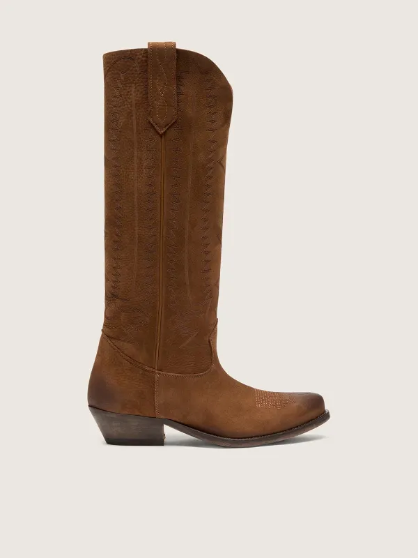 Golden Goose Wish Star Boots In Brown Leather With Laser-Engraved Pattern (GWF01138.F008814.55381)