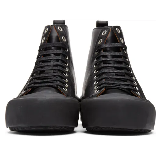 Jil Sander Black Leather High-Top Sneakers (JI35546C-12311) (2)