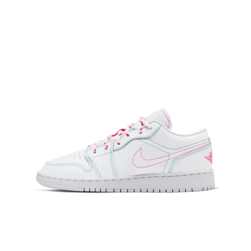 Air Jordan 1 Low White Green Pink (GS) (554723-101)
