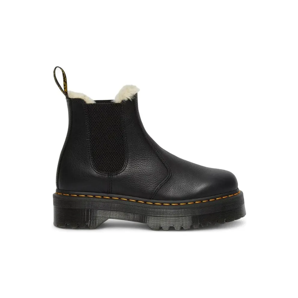 Dr. Martens 2976 Quad Faux Fur Lined Pisa Leather Platform Chelsea Boot Black (25635001)