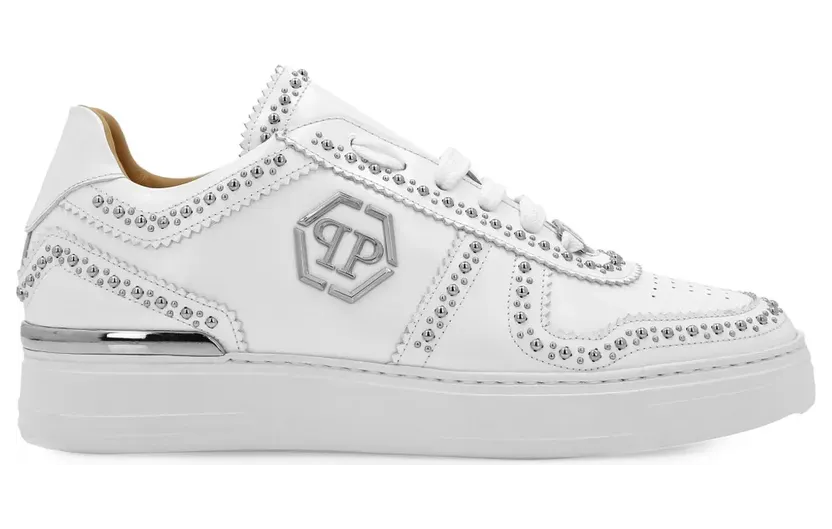 Philipp Plein Lo-Top leren sneakers – Wit (FADSMSC3980PLE010N)