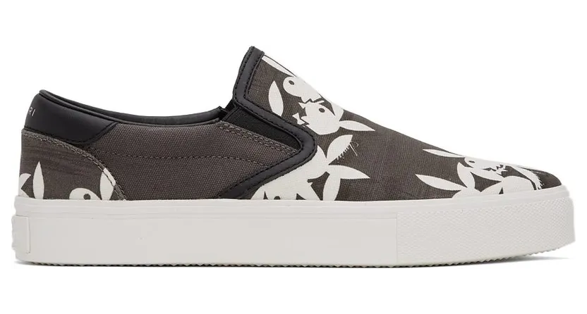 AMIRI Grey & White Playboy Edition Slip-On Sneakers (MFS006-043)