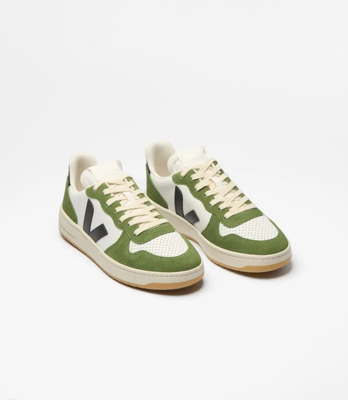 Veja V-10 White / Black / Military Green (VI0221741B)