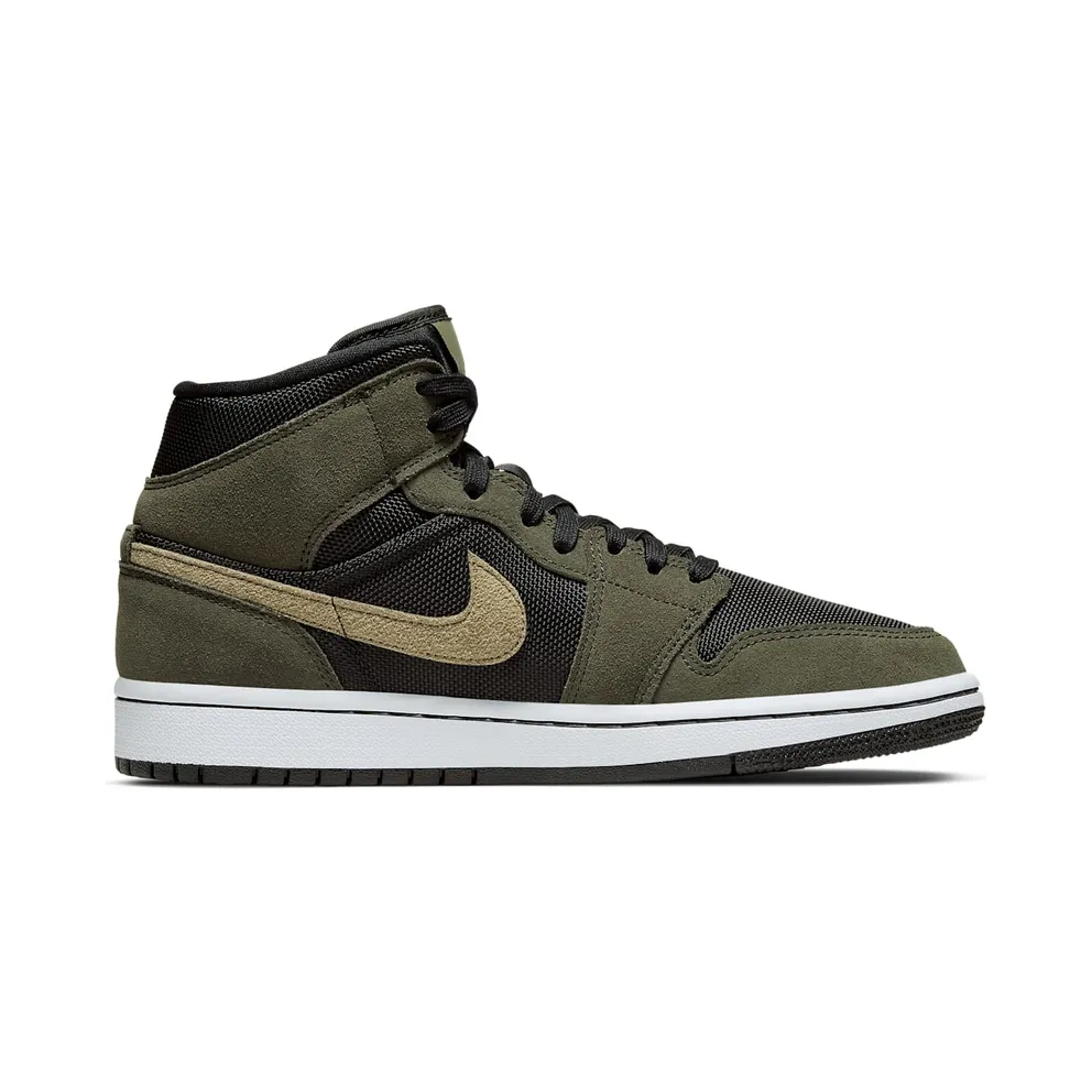 Jordan 1 Mid Military Olive (W) Black/Olive Canvas-Bone (BQ6472-030)