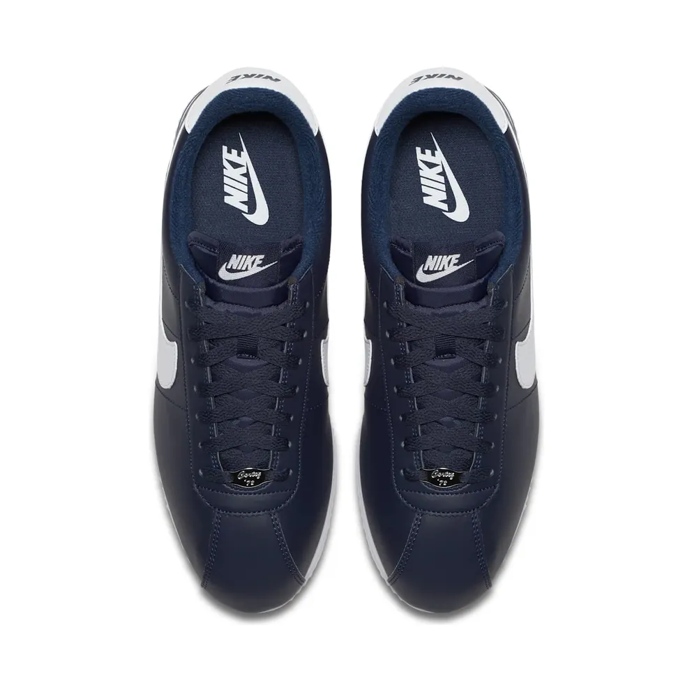Nike Cortez Basic Leather Obsidian/White-Metallic Silver (819719-410)