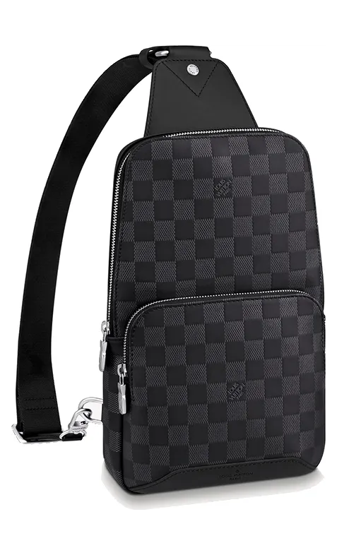Louis Vuitton Damier Avenue Sling Bag Black Silver (N40097)