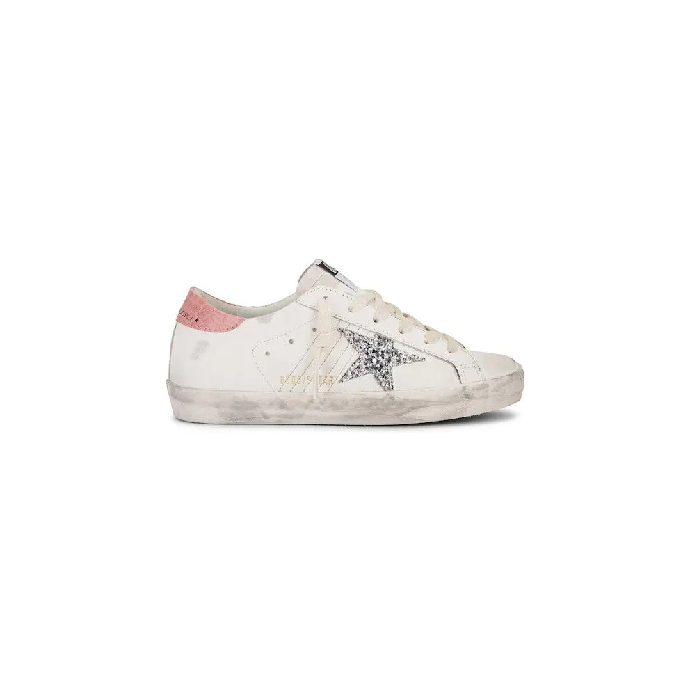 Golden Goose Super-Star White Silver Glitter Pink (GWF00101.F006200.11115)