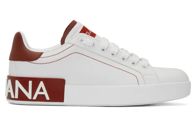 Dolce and Gabbana White and Red Portofino Sneakers (CK1587 AH526)