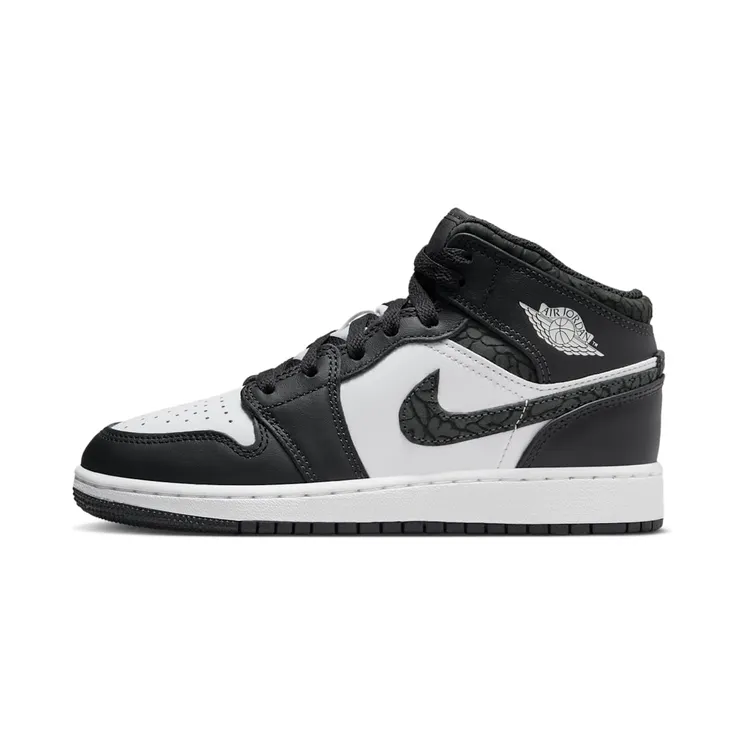 Nike Air Jordan 1 Mid SE Elephant Print Black (GS) “Off-Noir / White / Black” (FB9909-001)