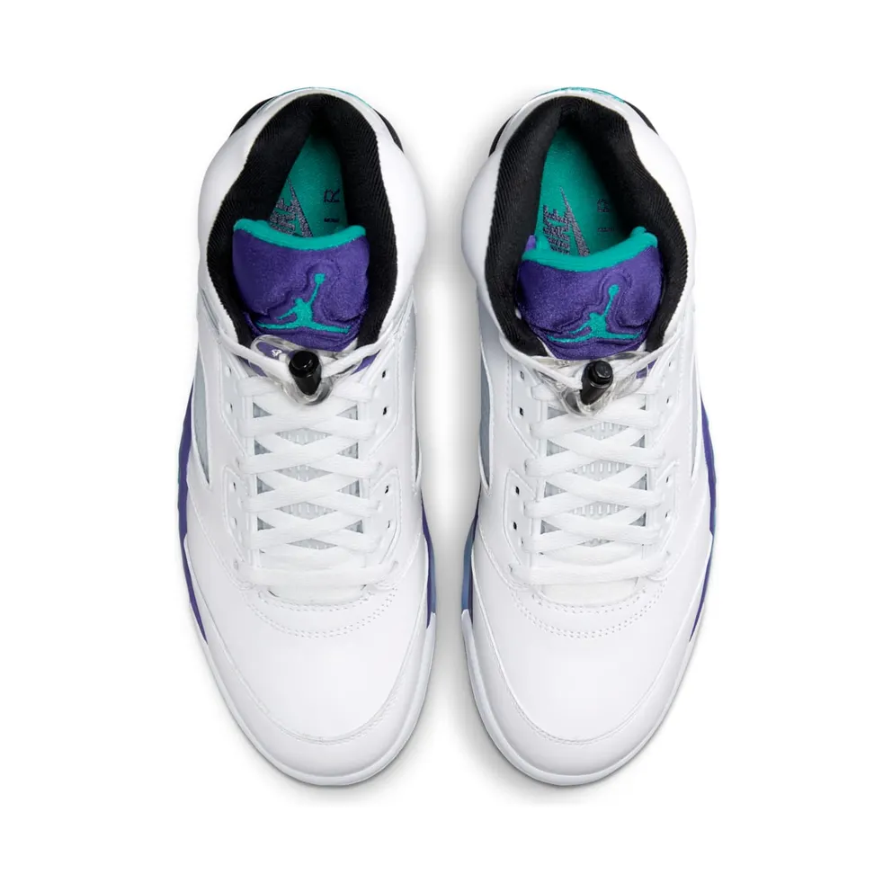 Jordan Air 5, White HQ7978-100 – “White / Grape Ice-new Emerald”